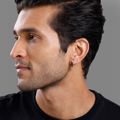 Silver Line Loop Earring For Him