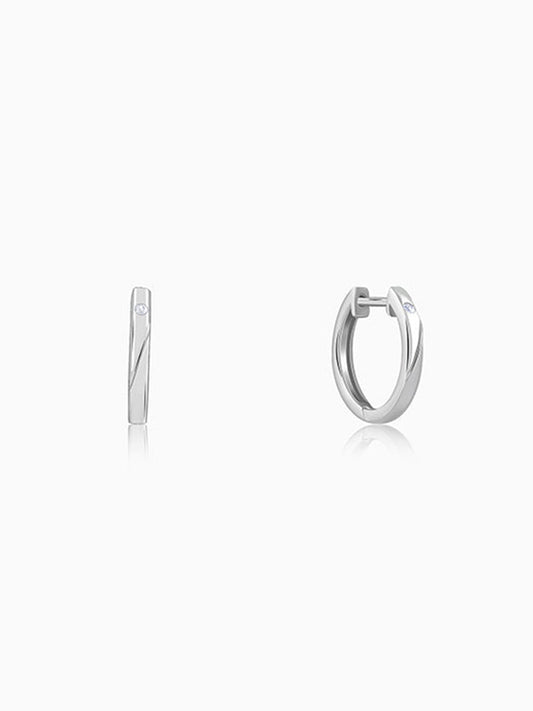 Silver Minimal Hoop Earring For Him