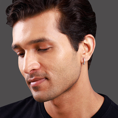 Silver Minimal Hoop Earring For Him