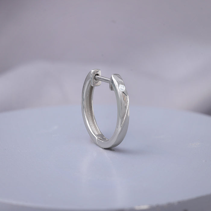 Silver Minimal Hoop Earring For Him