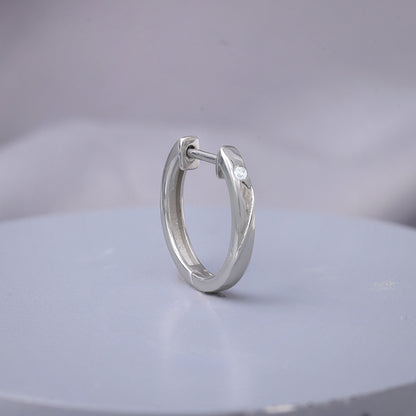 Silver Minimal Hoop Earring For Him