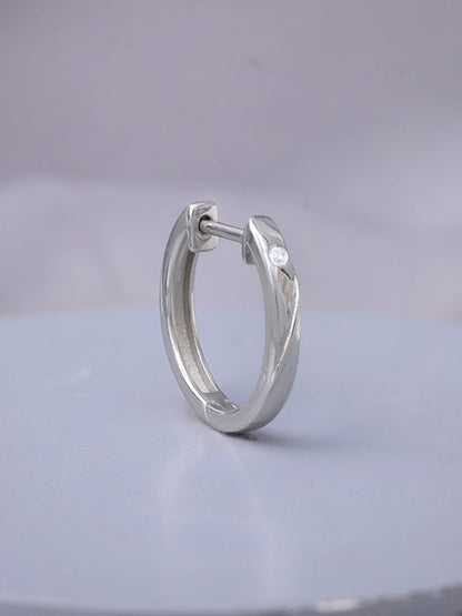 Silver Minimal Hoop Earring For Him