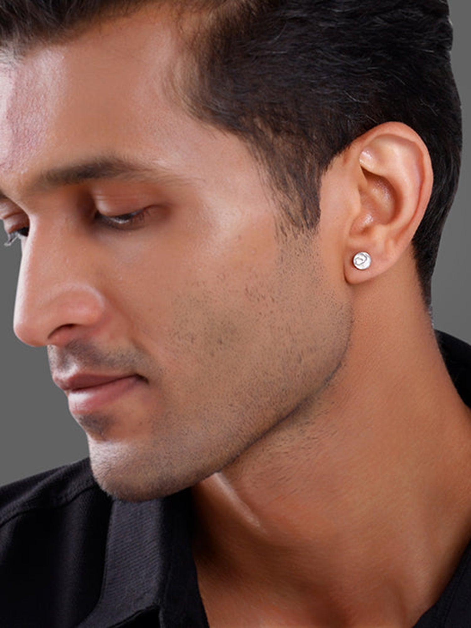 Silver Whirl Stud For Him