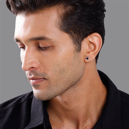 Silver Kinda Cube Stud For Him