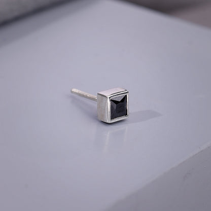 Silver Kinda Cube Stud For Him