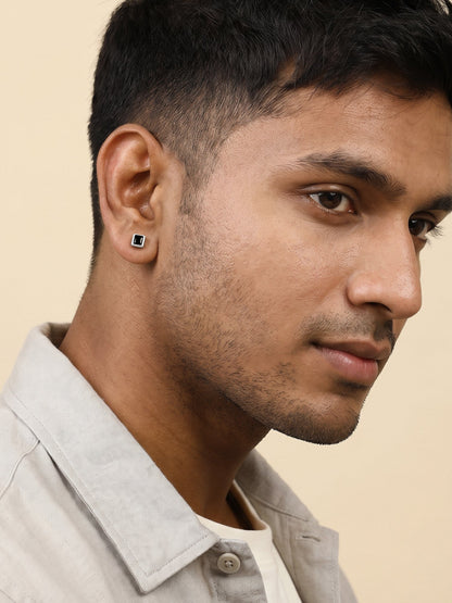 Silver Kinda Cube Stud For Him
