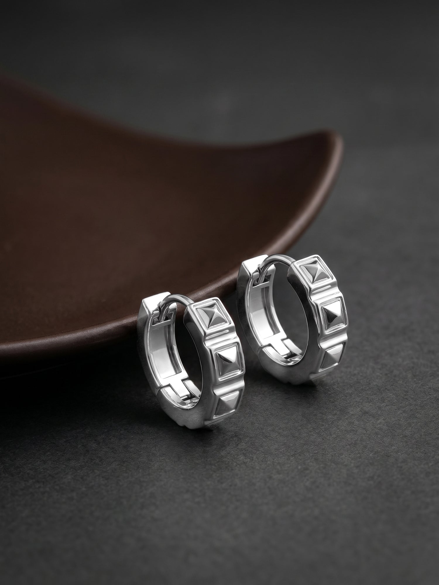Silver Spike Hoop Earring For Him