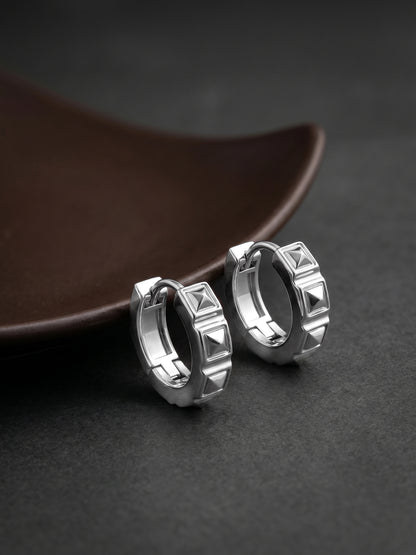 Silver Spike Hoop Earring For Him