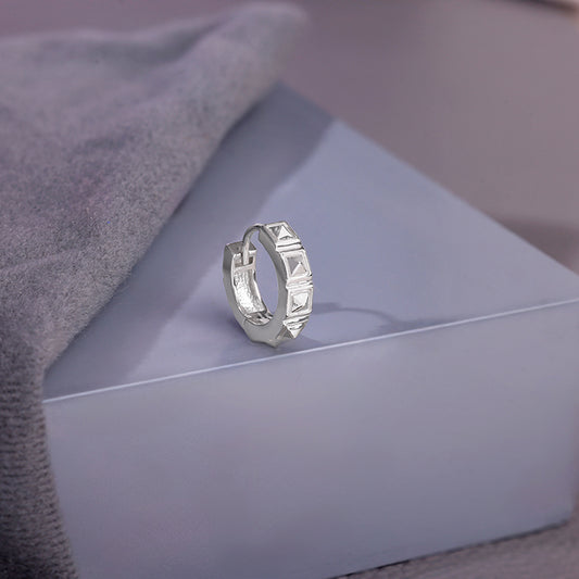 Silver Spike Hoop Earring For Him