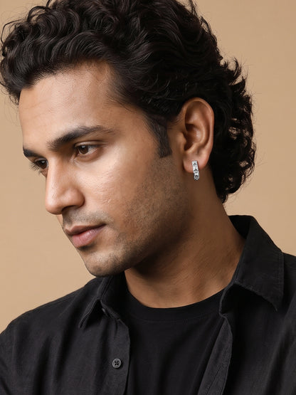 Silver Spike Hoop Earring For Him