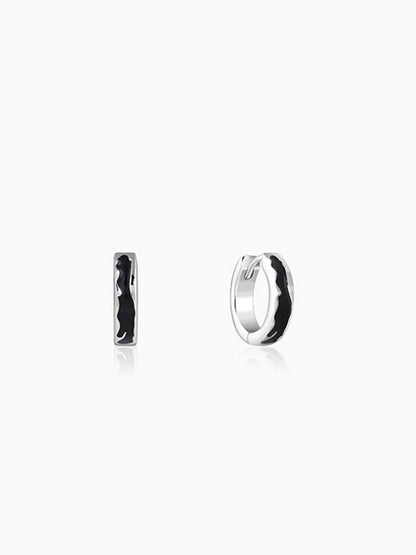 Silver Drip Orbit Hoop Earring For Him