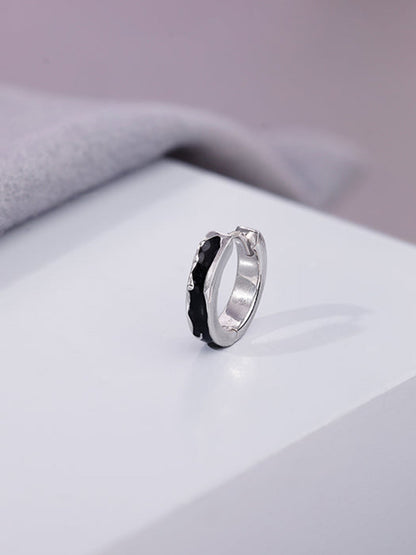 Silver Drip Orbit Hoop Earring For Him