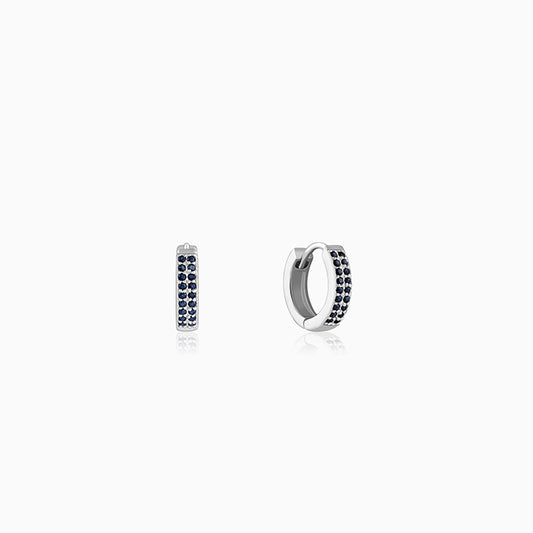 Silver Black Ice Hoop Earring For Him