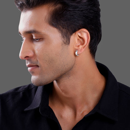 Silver Ice Hoop Earring For Him