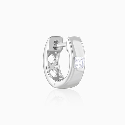 Silver Ice Hoop Earring For Him