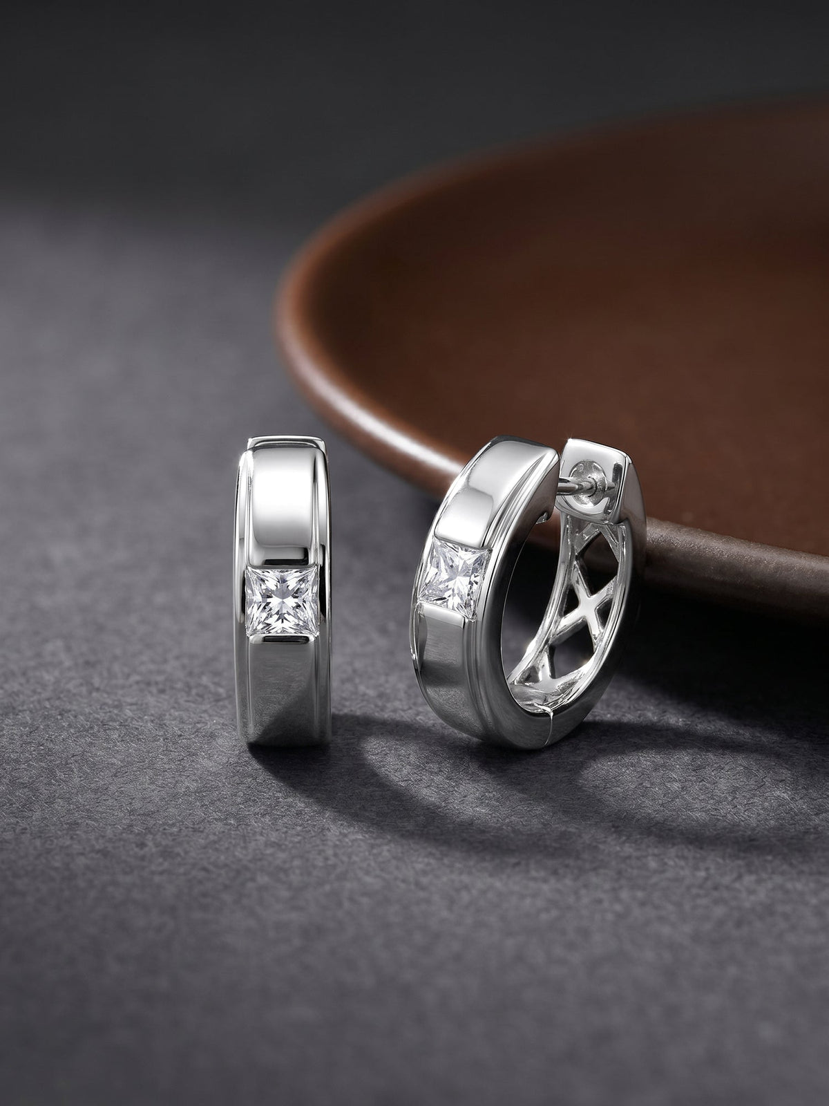 Silver Ice Hoop Earring For Him