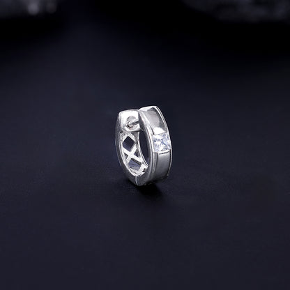 Silver Ice Hoop Earring For Him