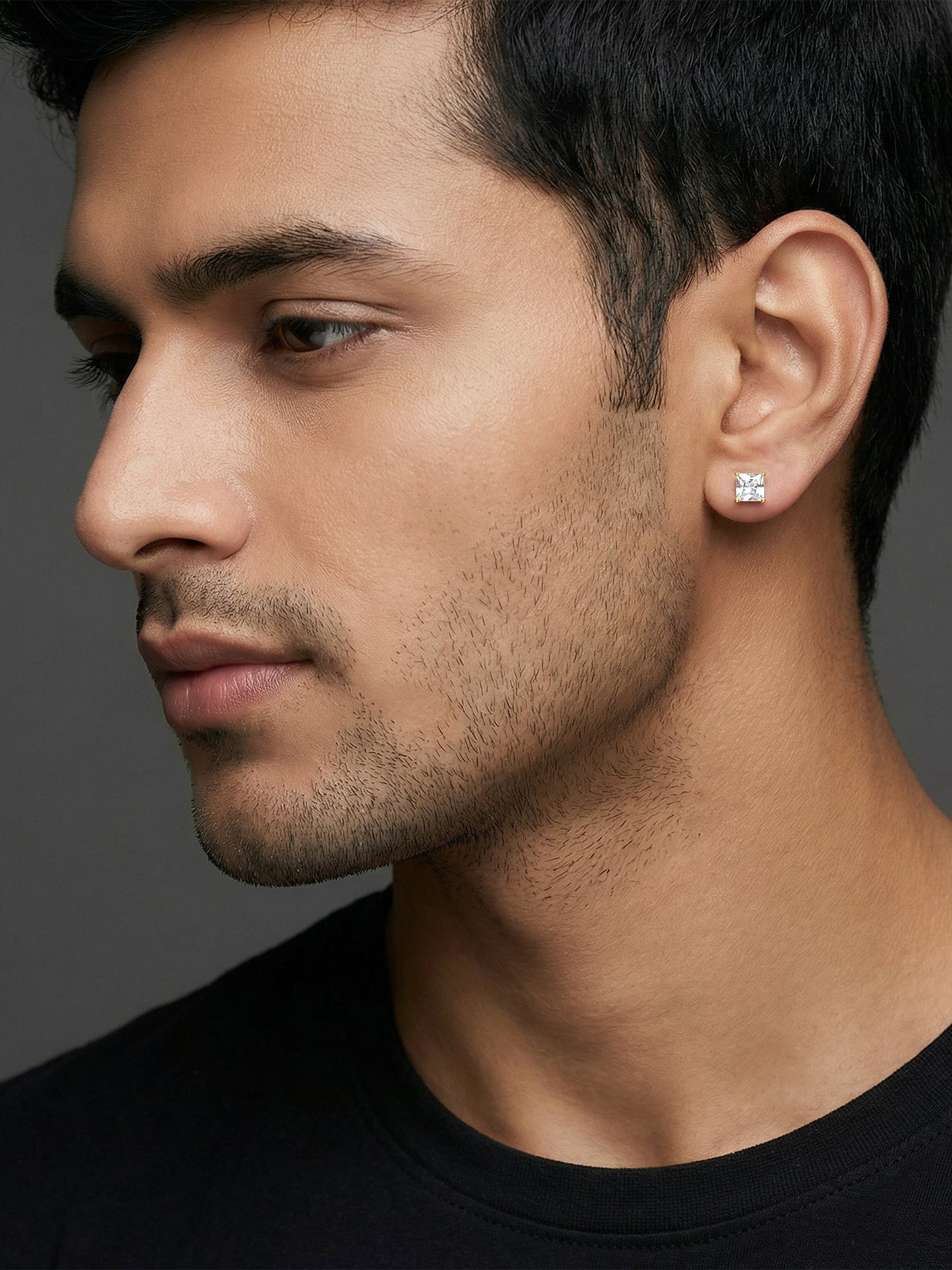 Golden Classy Zirconia Stud For Him