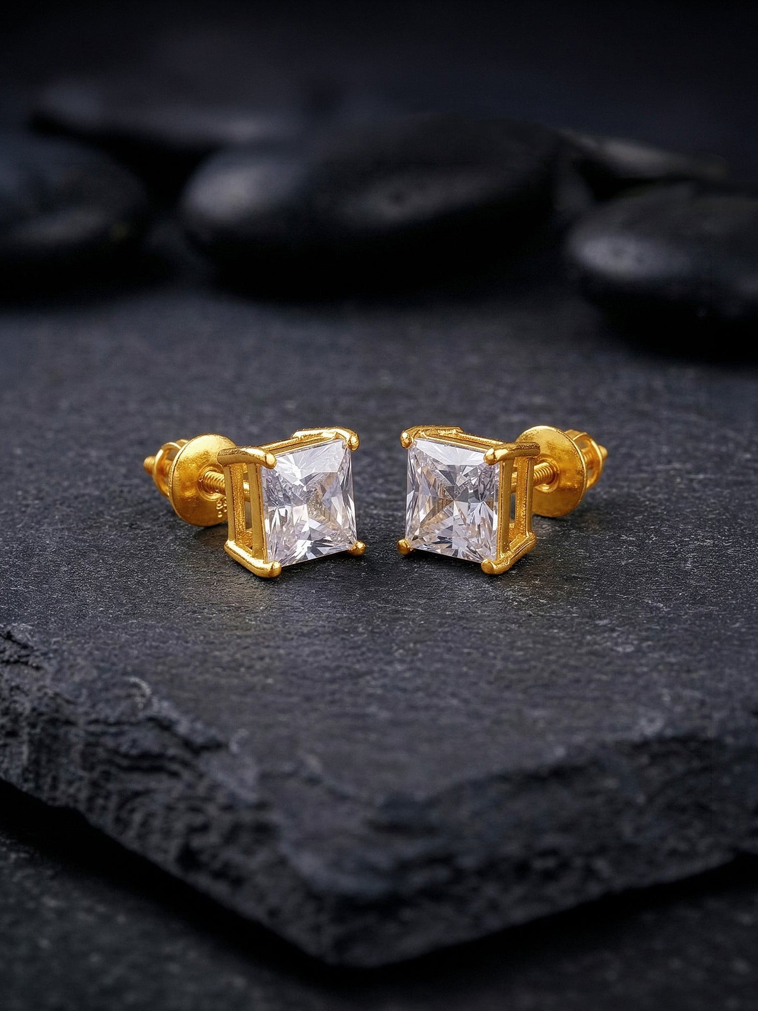 Golden Classy Zirconia Stud For Him