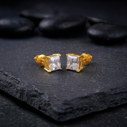 Golden Classy Zirconia Stud For Him