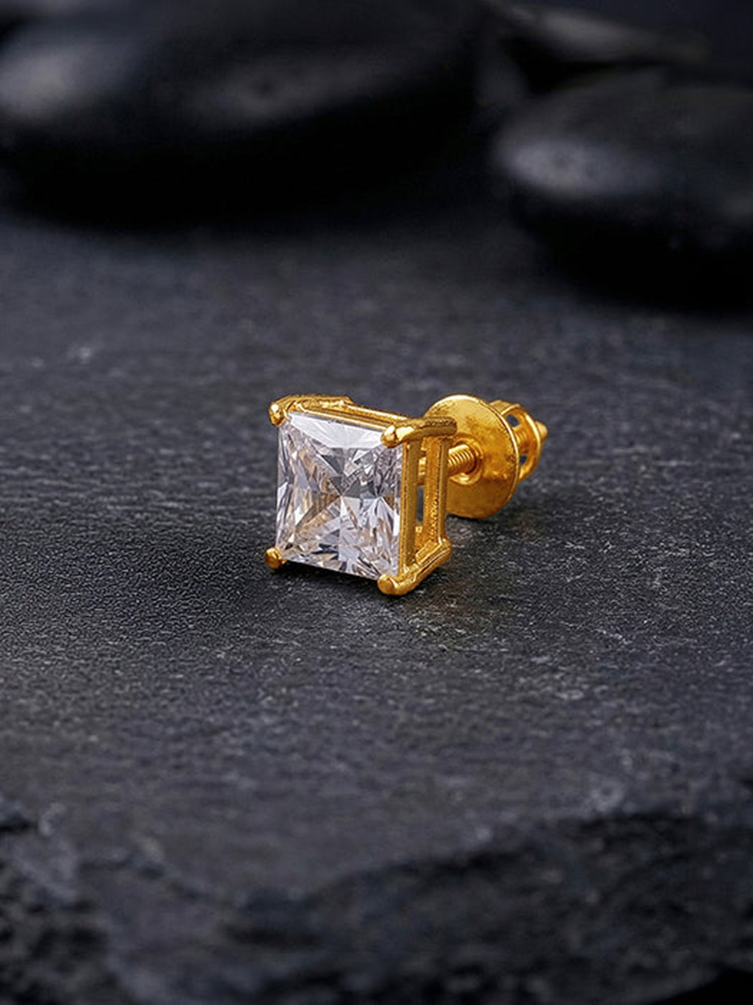 Golden Classy Zirconia Stud For Him