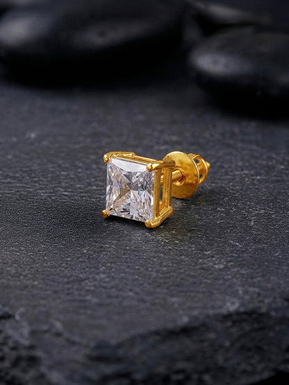 Golden Classy Zirconia Stud For Him