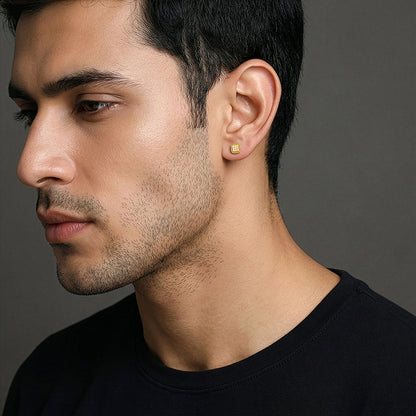 Golden Modern Spark Stud For Him