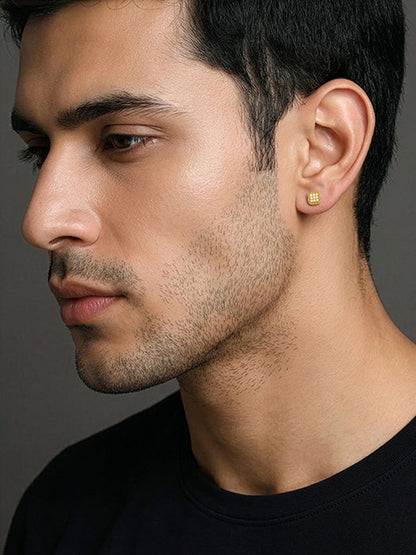 Golden Modern Spark Stud For Him