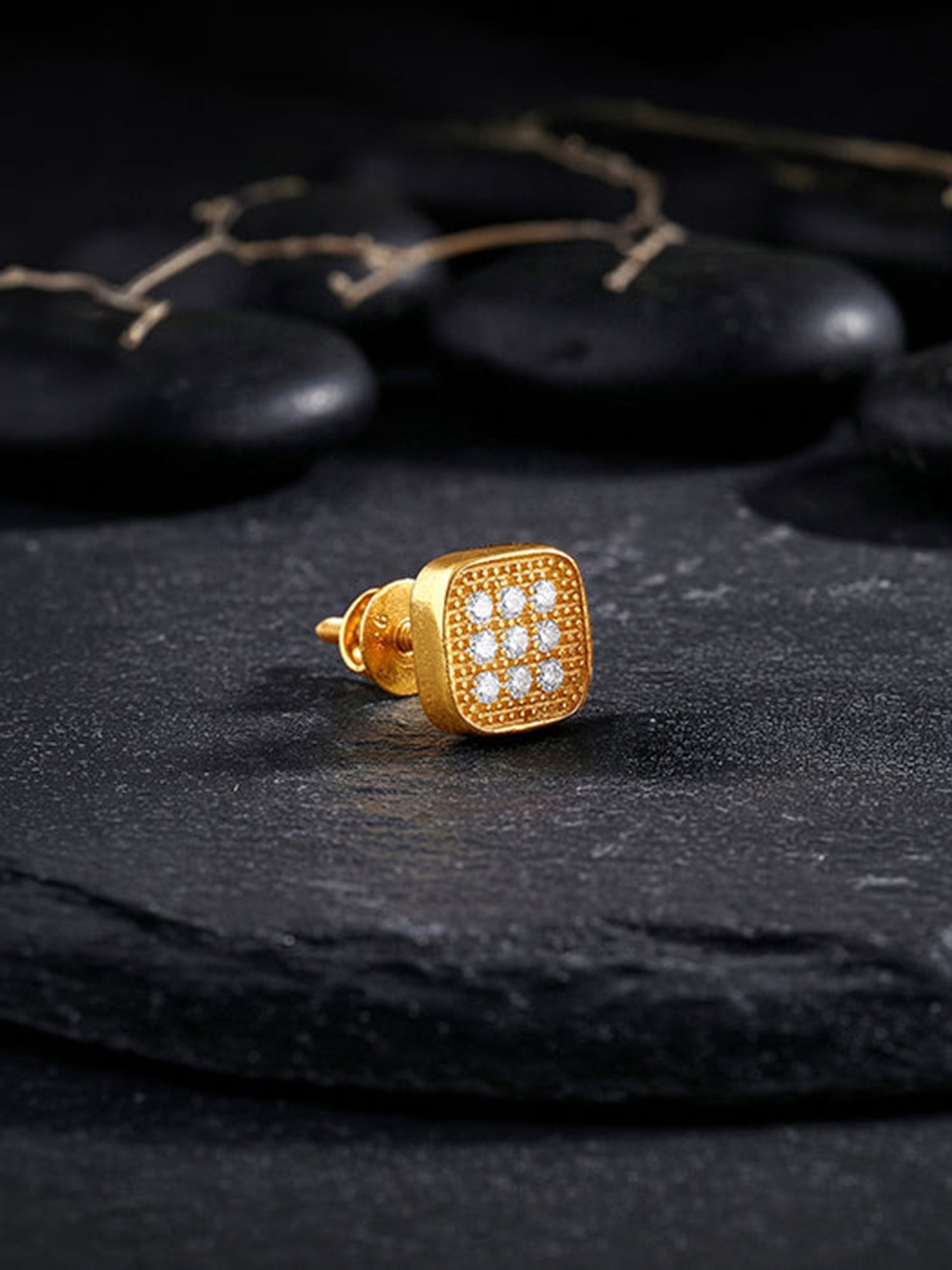 Golden Modern Spark Stud For Him