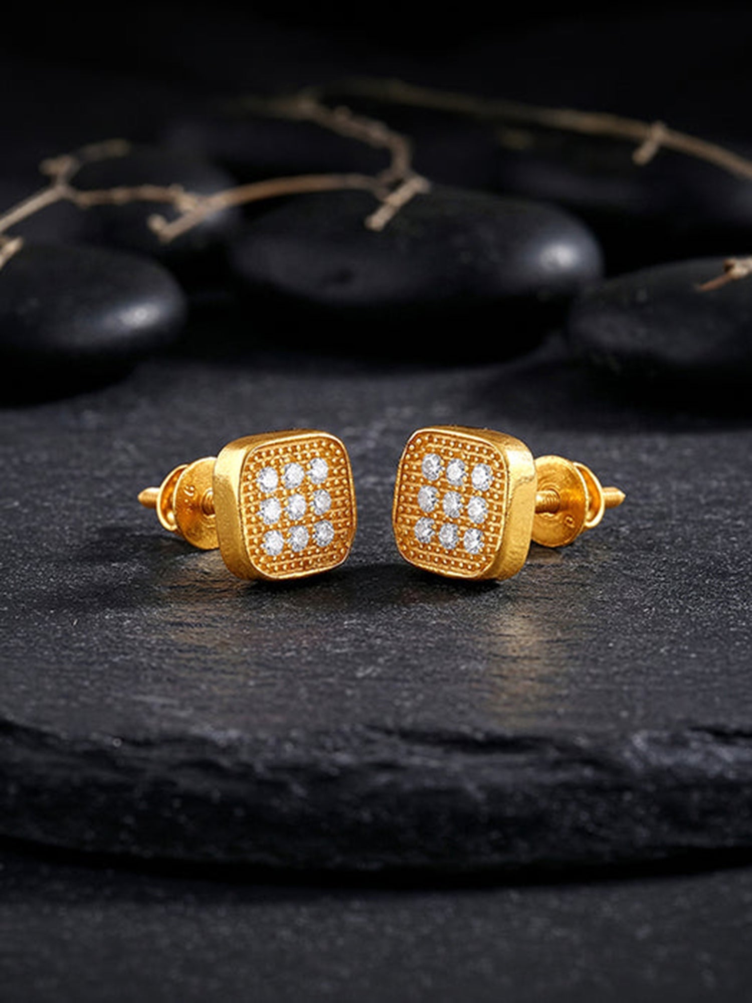 Golden Modern Spark Stud For Him