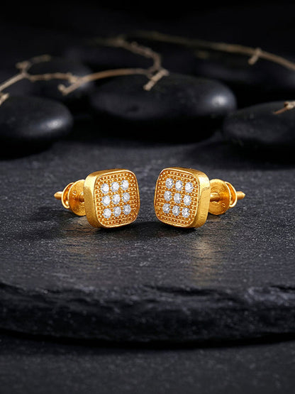Golden Modern Spark Stud For Him