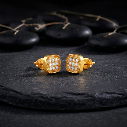 Golden Modern Spark Stud For Him