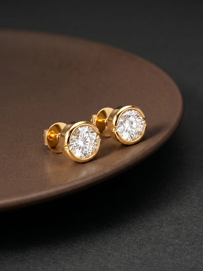 Golden Luminous Zircon Stud For Him