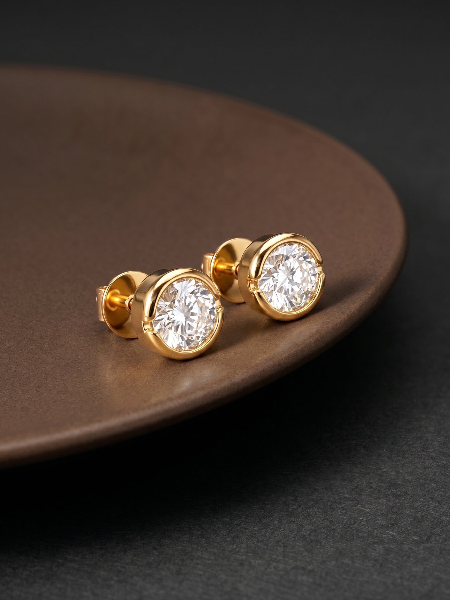 Golden Luminous Zircon Stud For Him