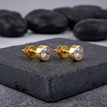 Golden Luminous Zircon Stud For Him