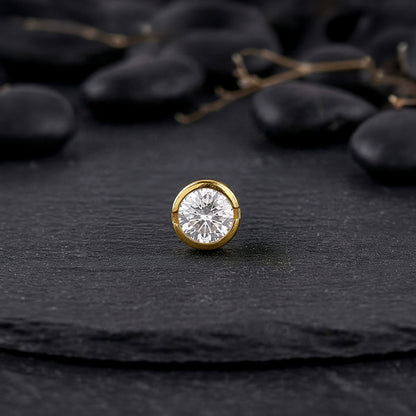 Golden Luminous Zircon Stud For Him