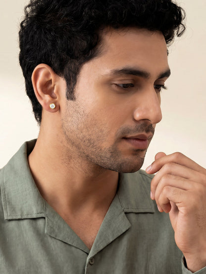 Golden Luminous Zircon Stud For Him