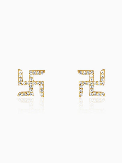 Golden Swastik Shine Stud For Him