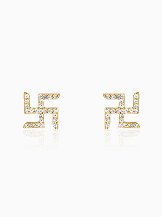 Golden Swastik Shine Stud For Him