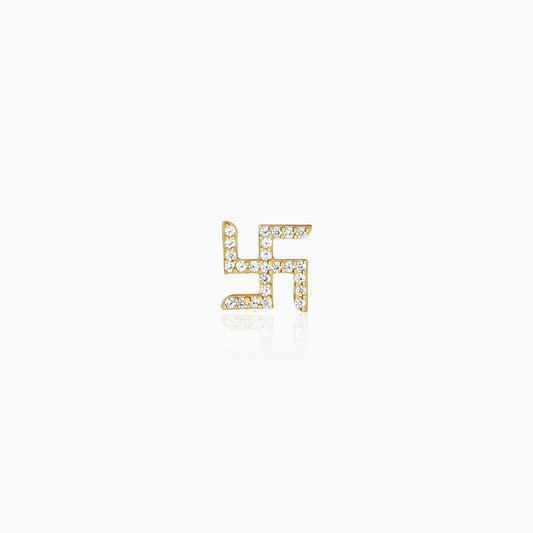 Golden Swastik Shine Stud For Him