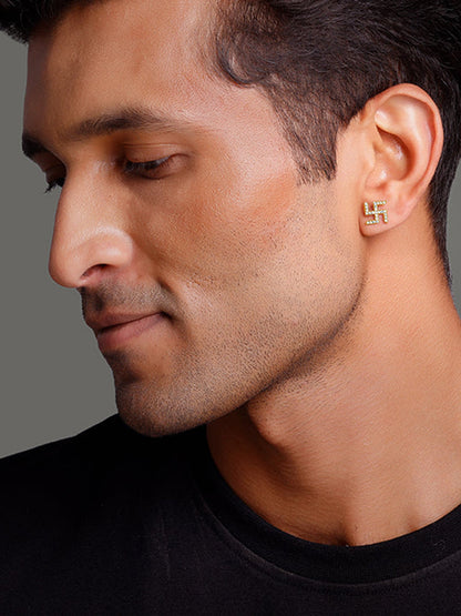 Golden Swastik Shine Stud For Him