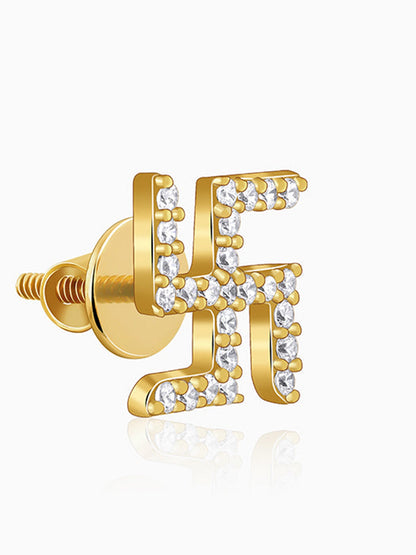 Golden Swastik Shine Stud For Him