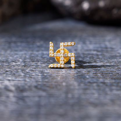 Golden Swastik Shine Stud For Him