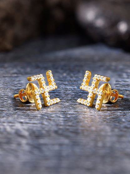 Golden Swastik Shine Stud For Him
