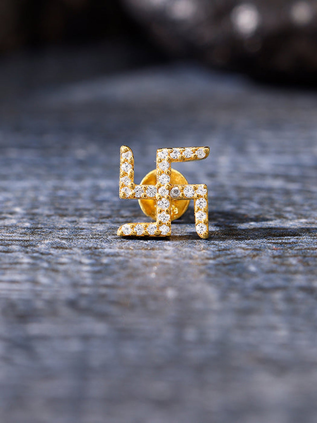 Golden Swastik Shine Stud For Him