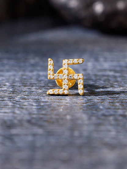 Golden Swastik Shine Stud For Him
