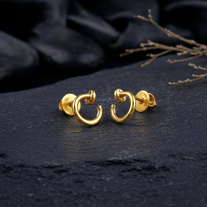 Golden Woven Circle Stud For Him