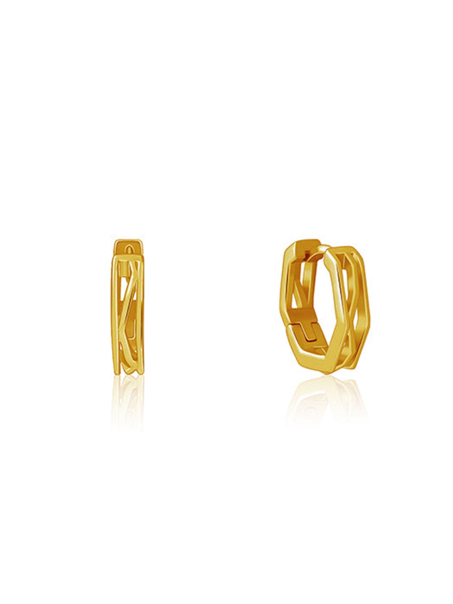 Golden Hexa Hoop Earring For Him