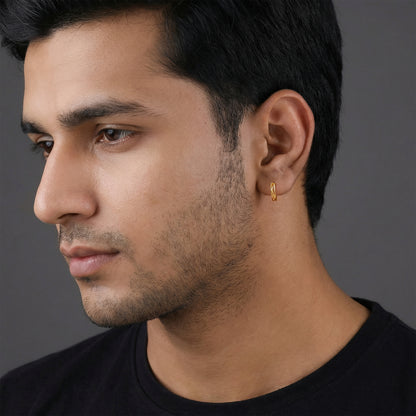 Golden Hexa Hoop Earring For Him