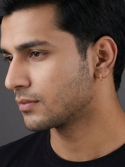 Golden Hexa Hoop Earring For Him
